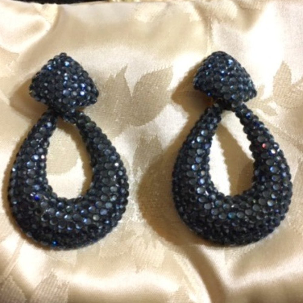 Deep Navy Crystal Earrings